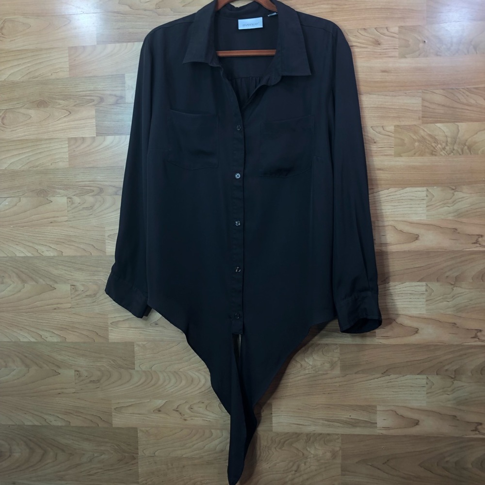Avenue Size 18/20 Brown Button Down Collared V-neck Super Cute Top Great…